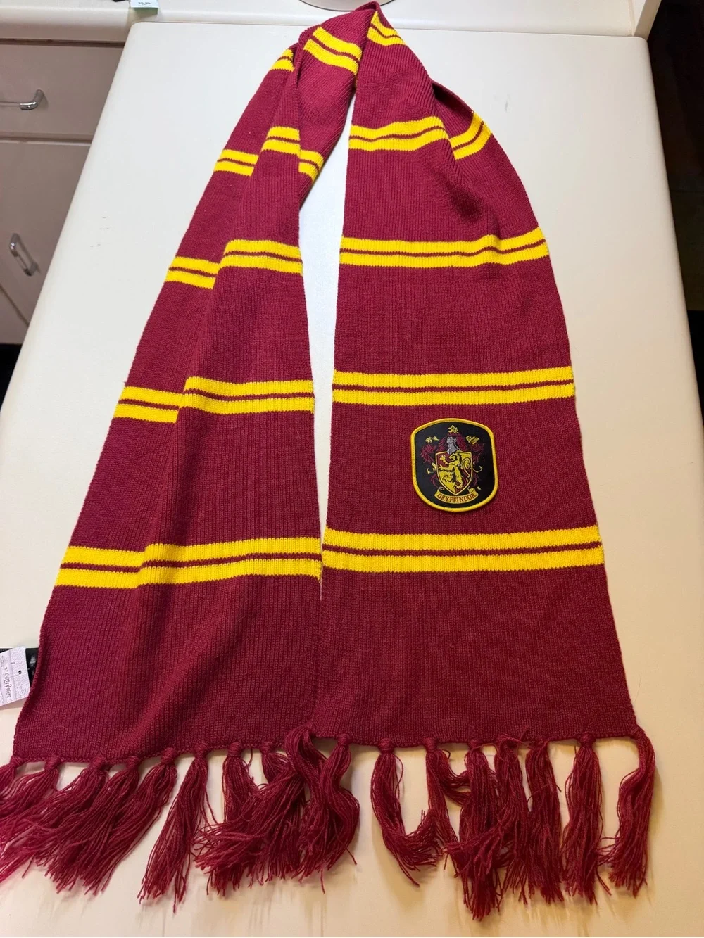 Gryffindor-Inspired Kids Knit Scarf in Maroon and Yellow